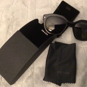 Prada Black Cat-Eye Sunglasses with Dark Lenses